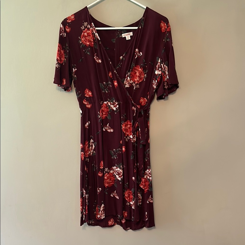 Xhilaration Red Mini Sundress V-Neck Short Sleeve